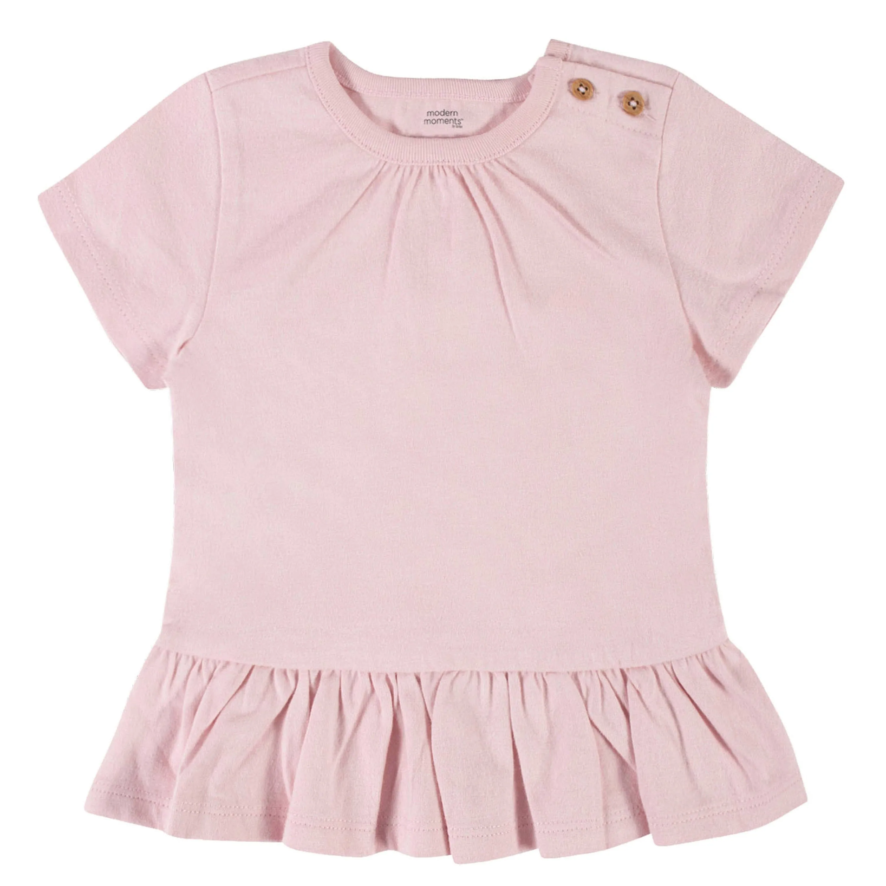 2-Piece Baby Girls Pink Short Sleeve Top & Leggings