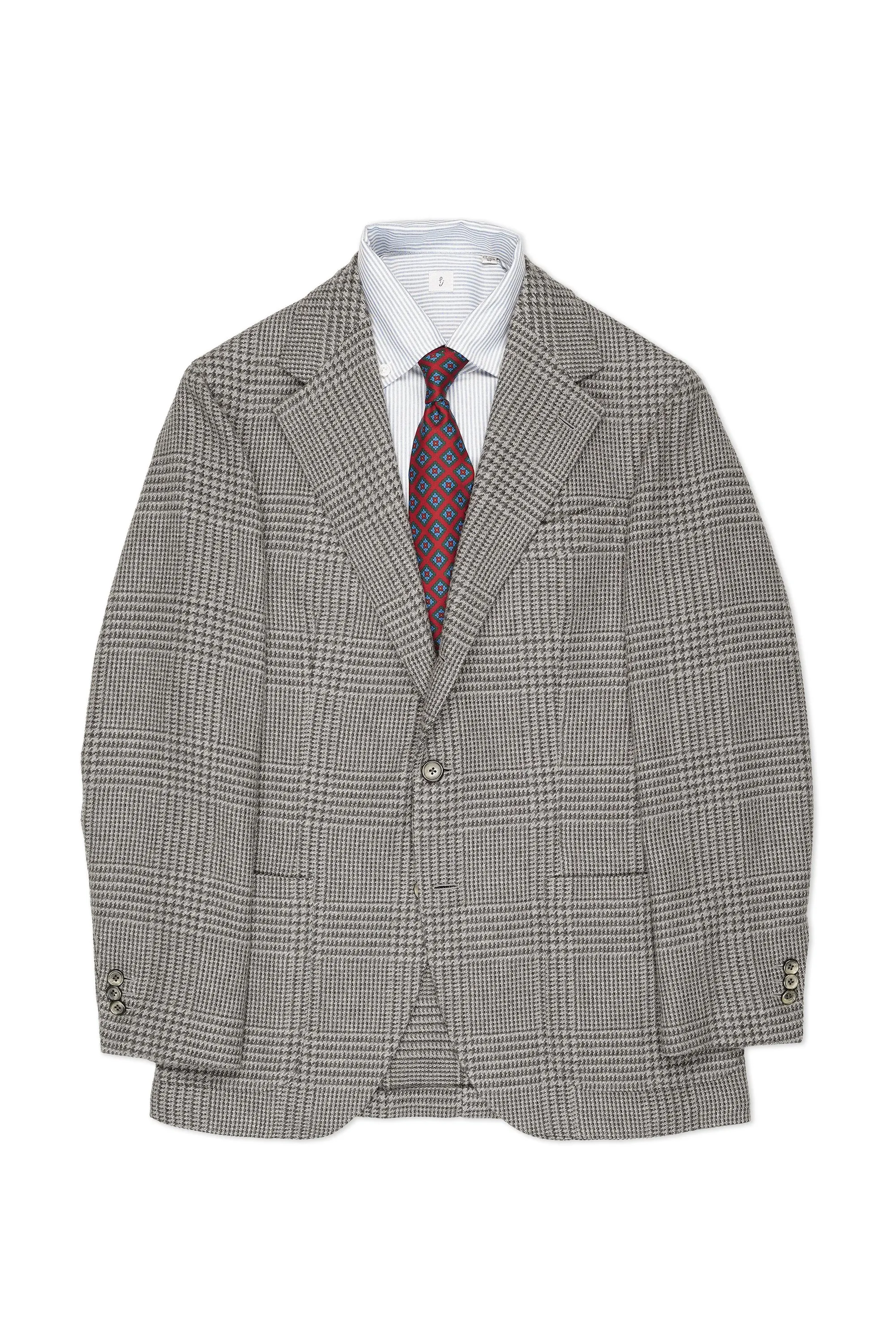 Anglo-Italian Grey Cotton/Wool/Cashmere Check Sport Coat