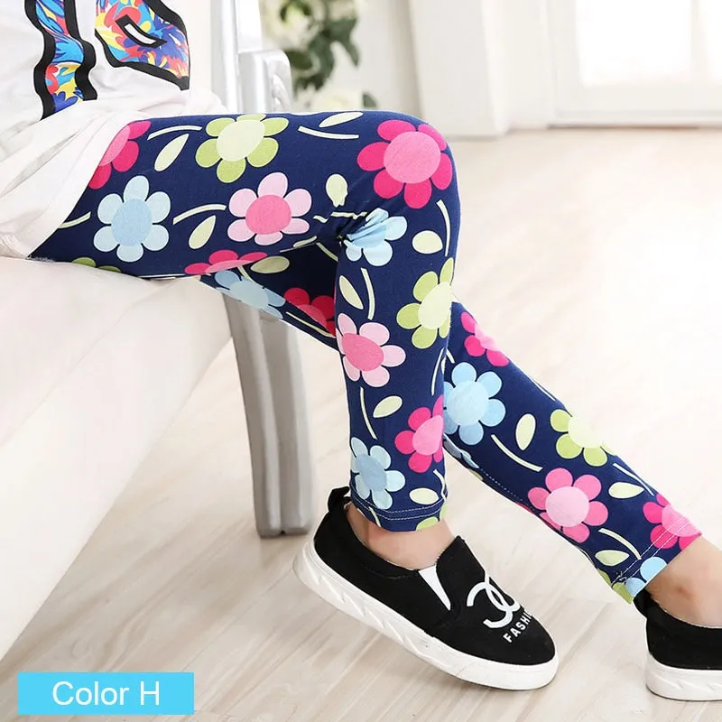 Baby Kids Childrens Printing Flower Toddler Classic Girls Leggings 2-14Y