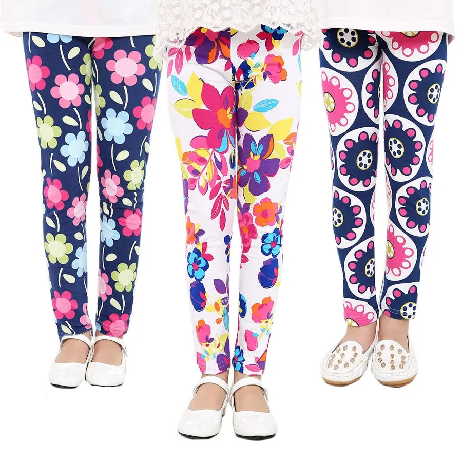 Baby Kids Childrens Printing Flower Toddler Classic Girls Leggings 2-14Y