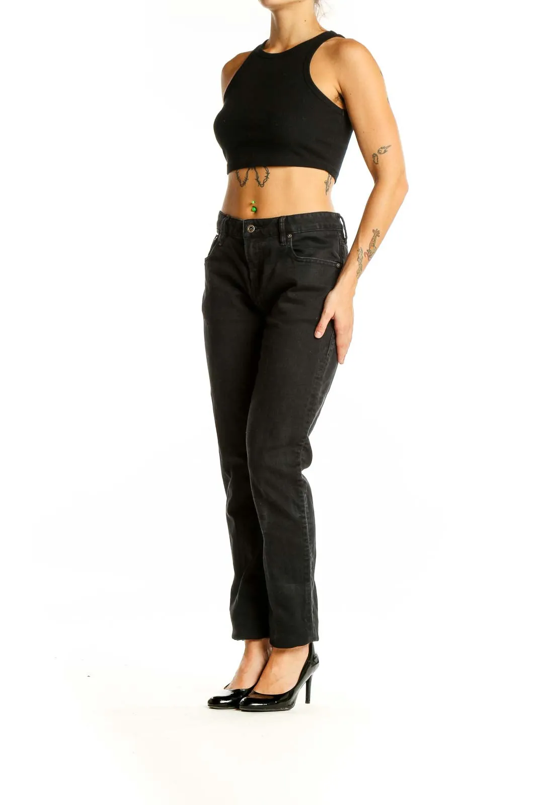 Black Classic Straight Leg Jeans