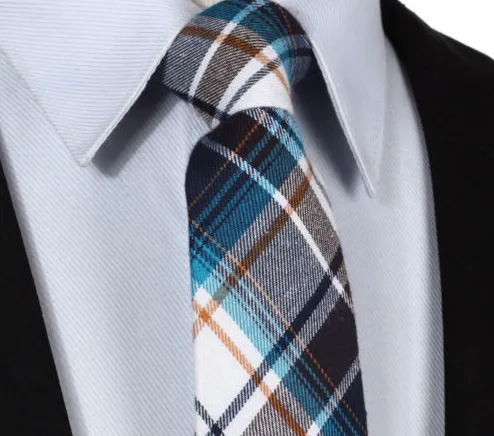 Brown, Blue and White Cotton Necktie