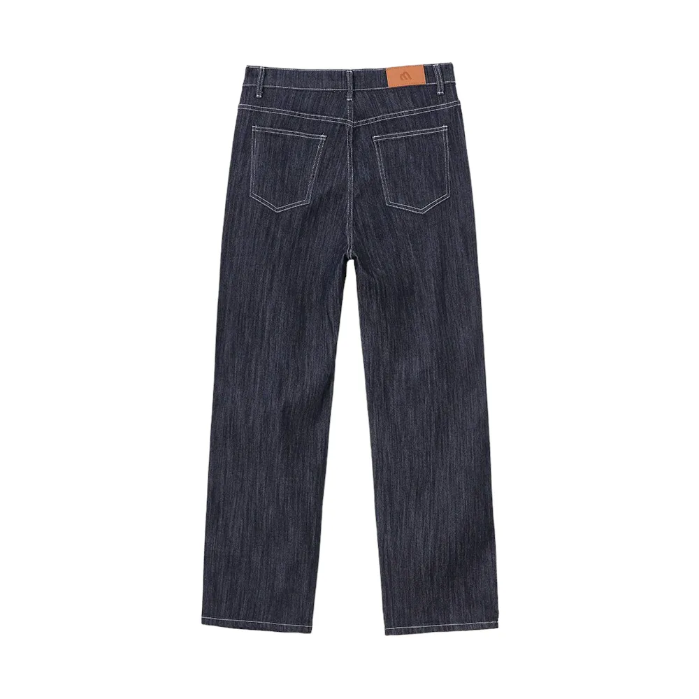 Classic dark denim pleated jean