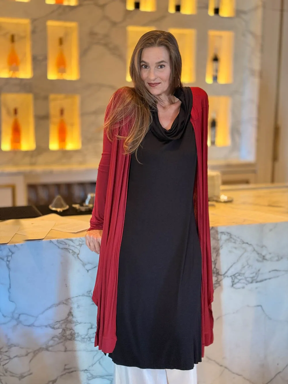 Cowl Neck Slit Tunic