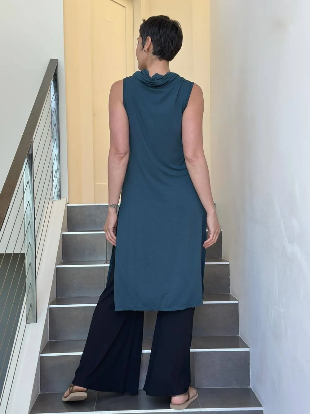 Cowl Neck Slit Tunic