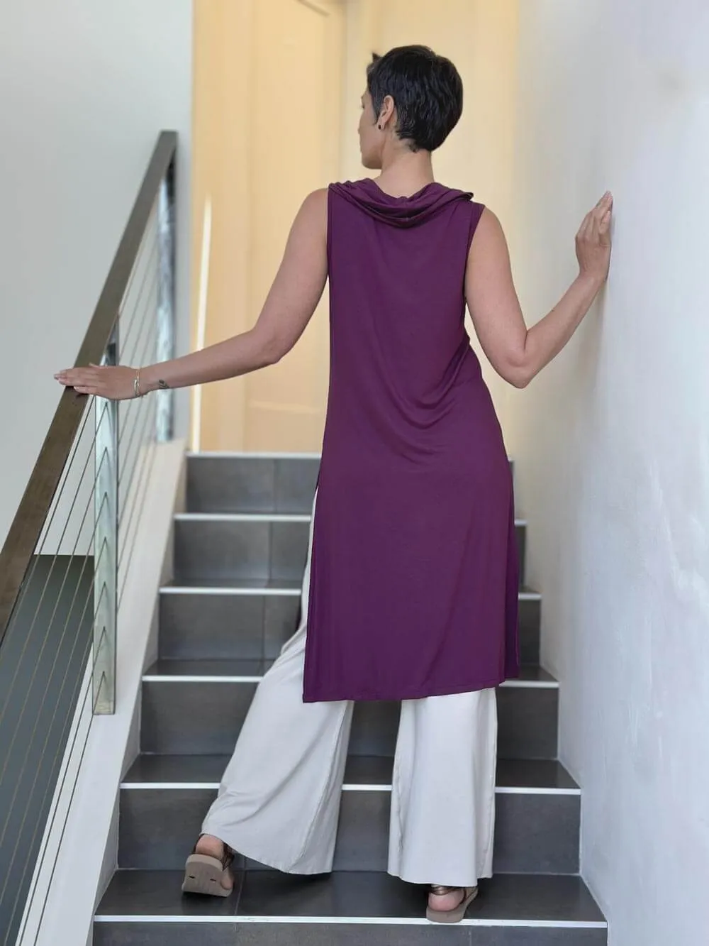 Cowl Neck Slit Tunic