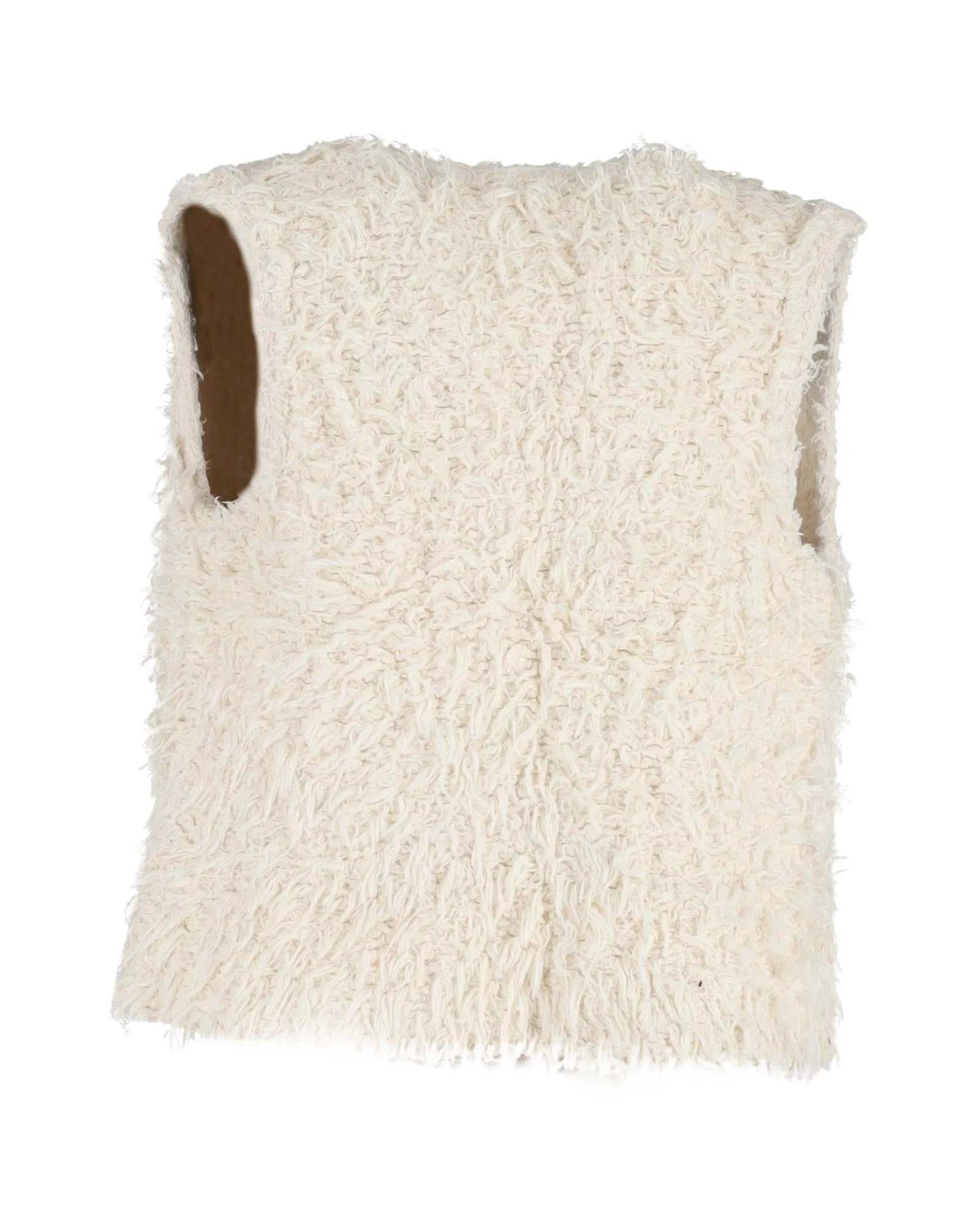 Cream Fuzzy Cotton Sleeveless Vest