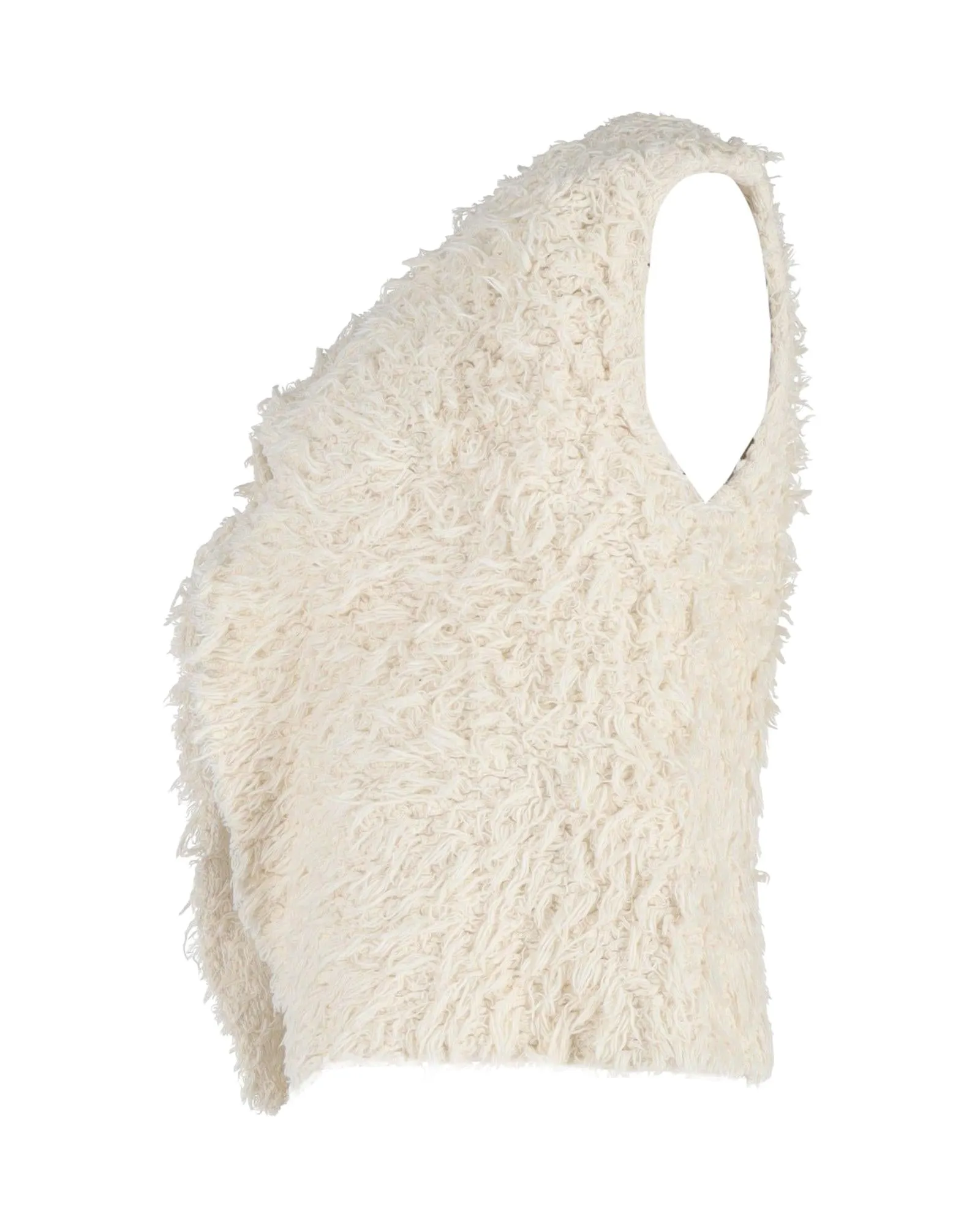 Cream Fuzzy Cotton Sleeveless Vest