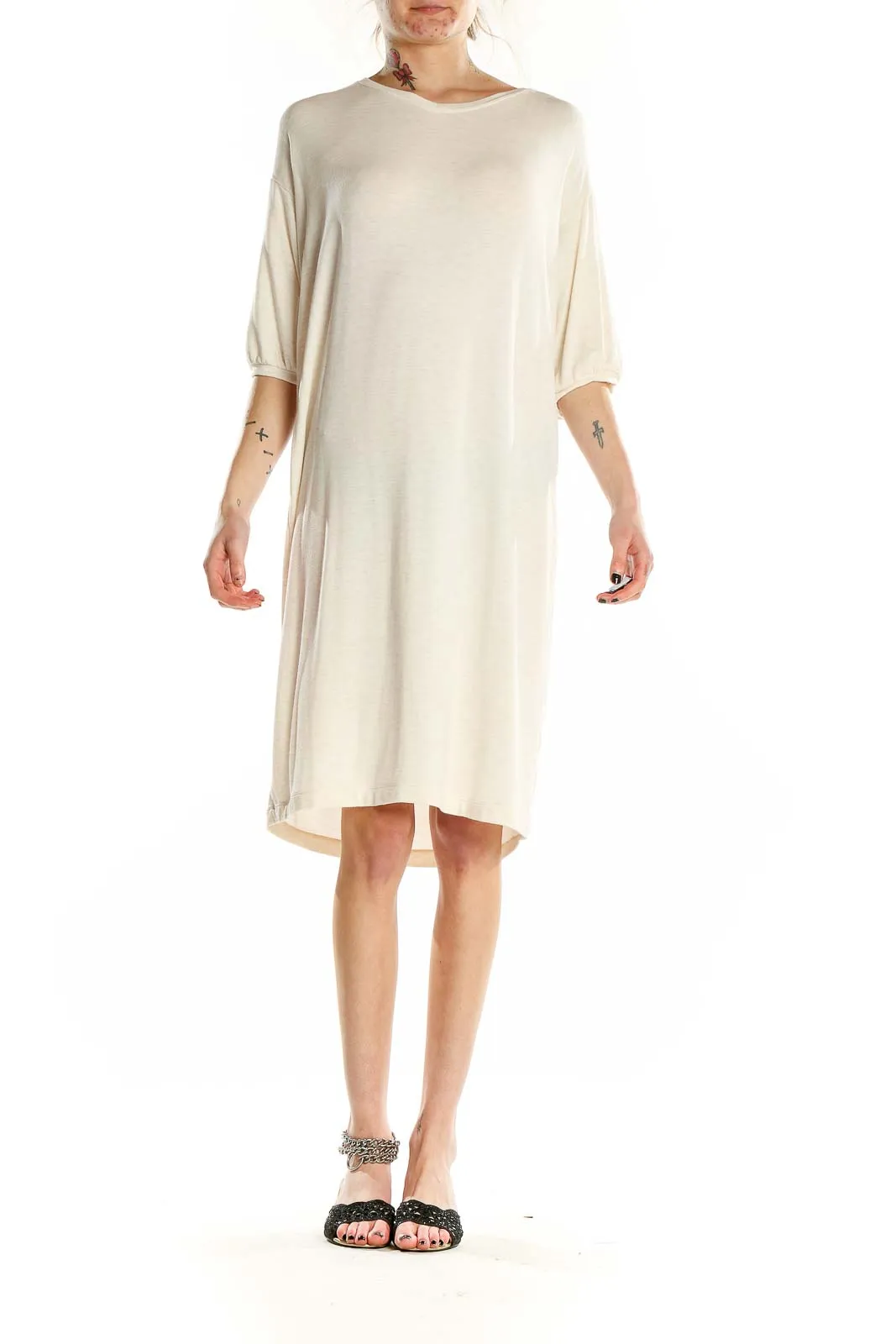 Cream Relaxed Fit T-Shirt Dress