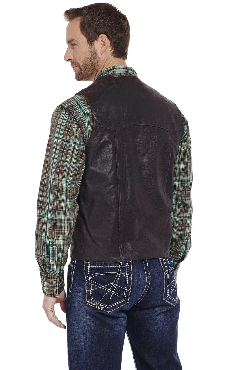 CRIPPLE CREEK MENS ANTIQUE SUEDE LEATHER VEST STYLE ML3061A-90