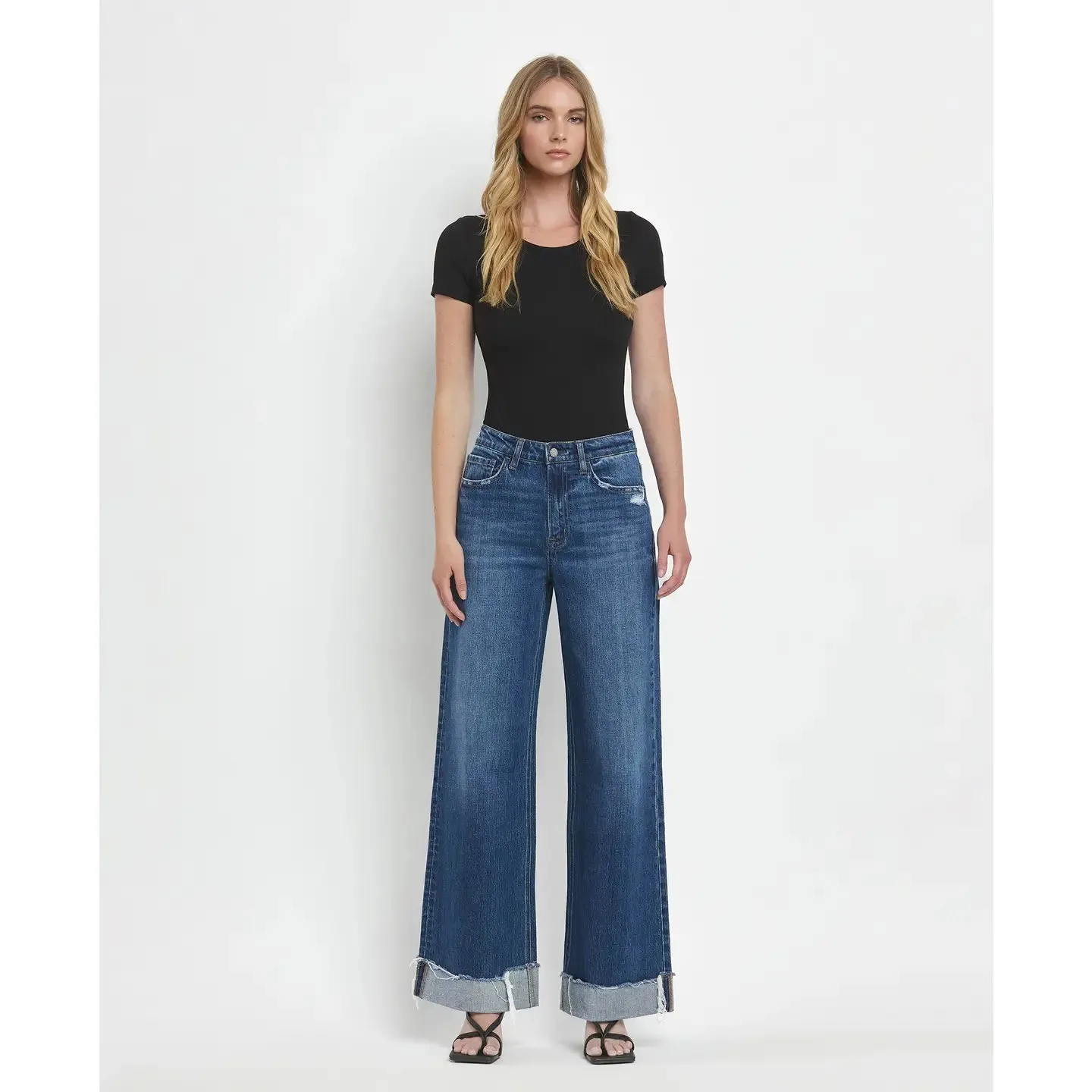 Cuffed Baggy Jeans (dark)