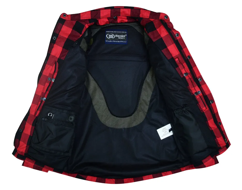 DS4671 Armored Buffalo Plaid Flannel Shirt - Red