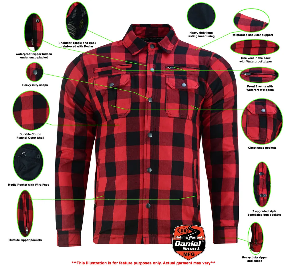 DS4671 Armored Buffalo Plaid Flannel Shirt - Red