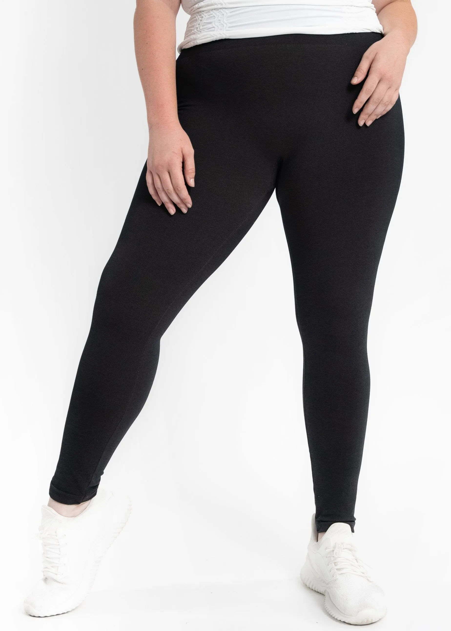 Fleece Lined Crossover Leggings - Curvy Fit