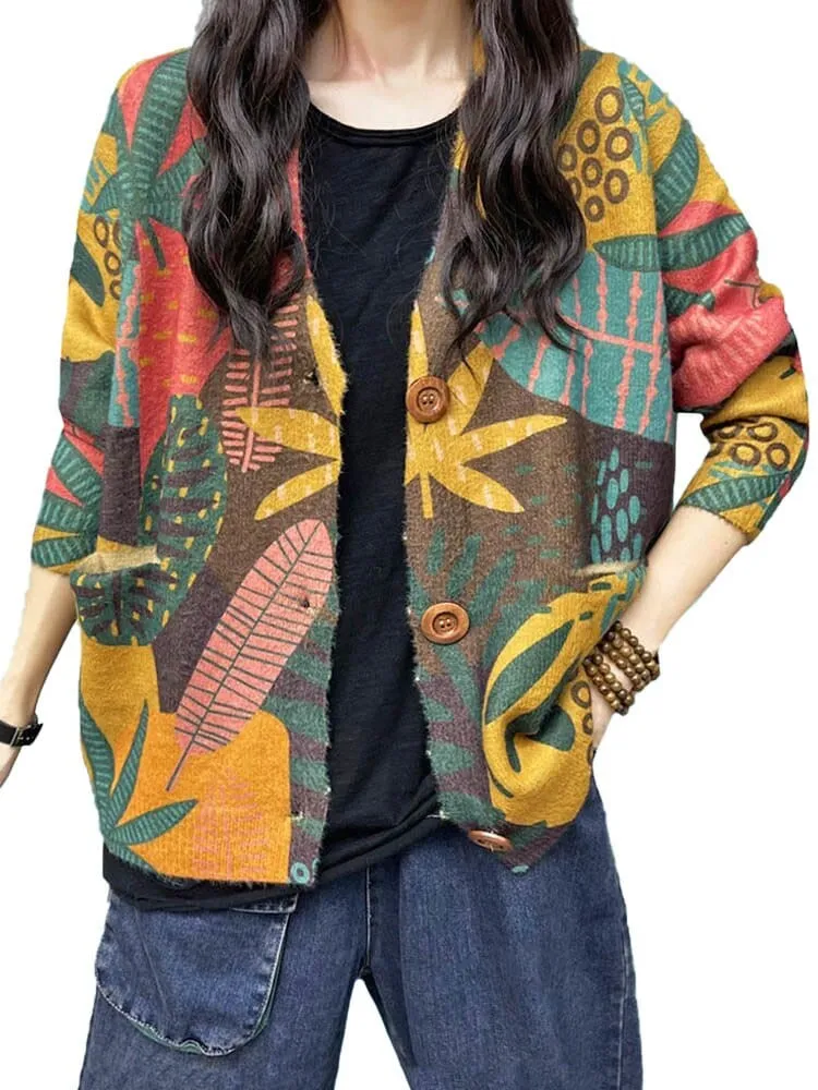 Floral Knitwear Printed Cardigan