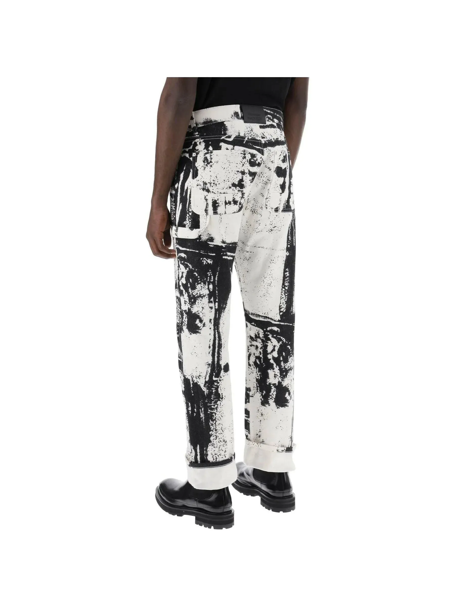 Fold Print Workwear Denim Jeans