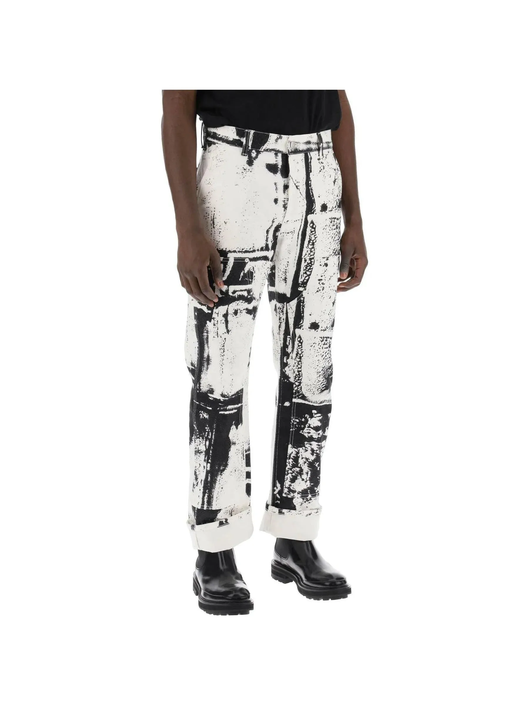 Fold Print Workwear Denim Jeans