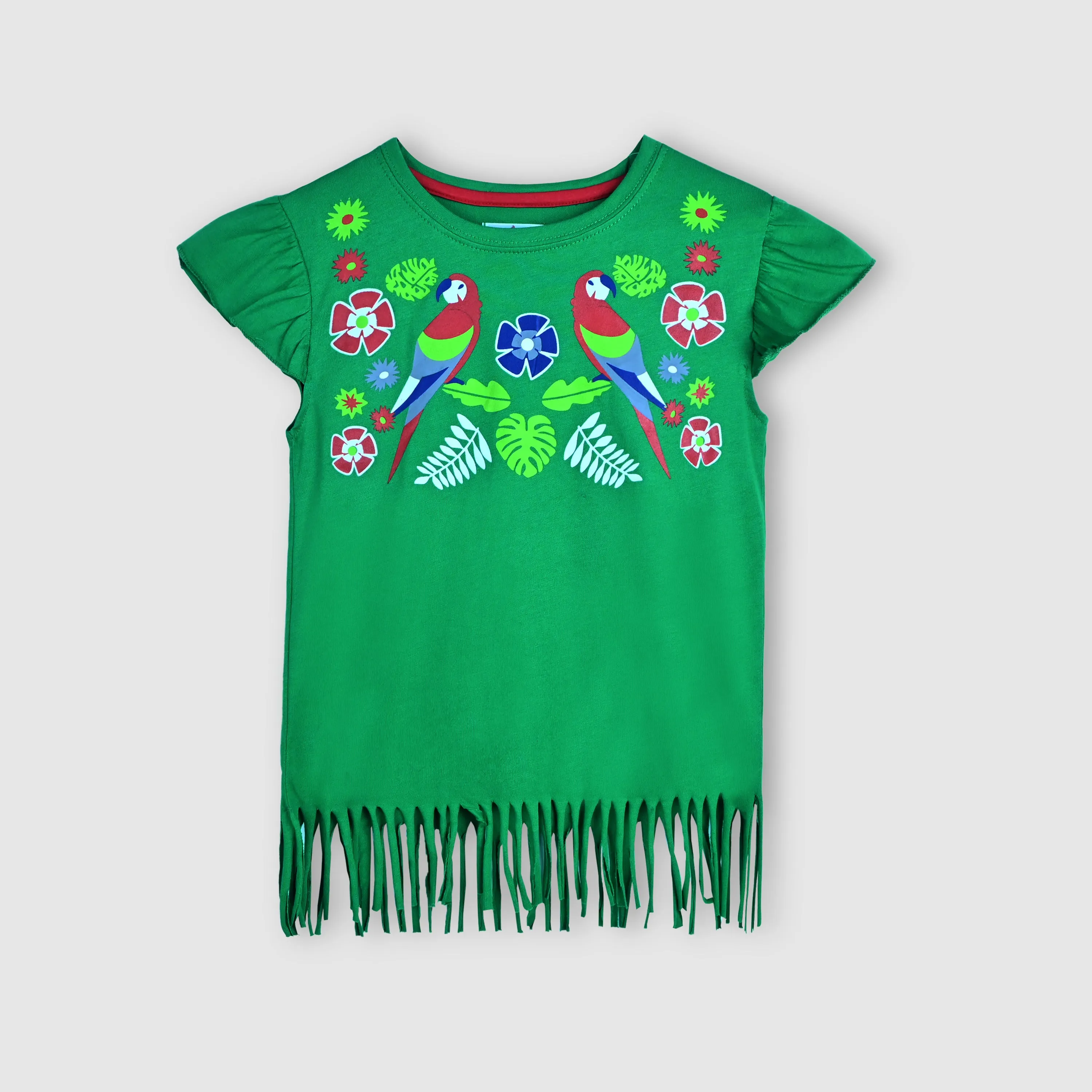 Girls Fashion Printed Soft Cotton Fringe T-Shirt