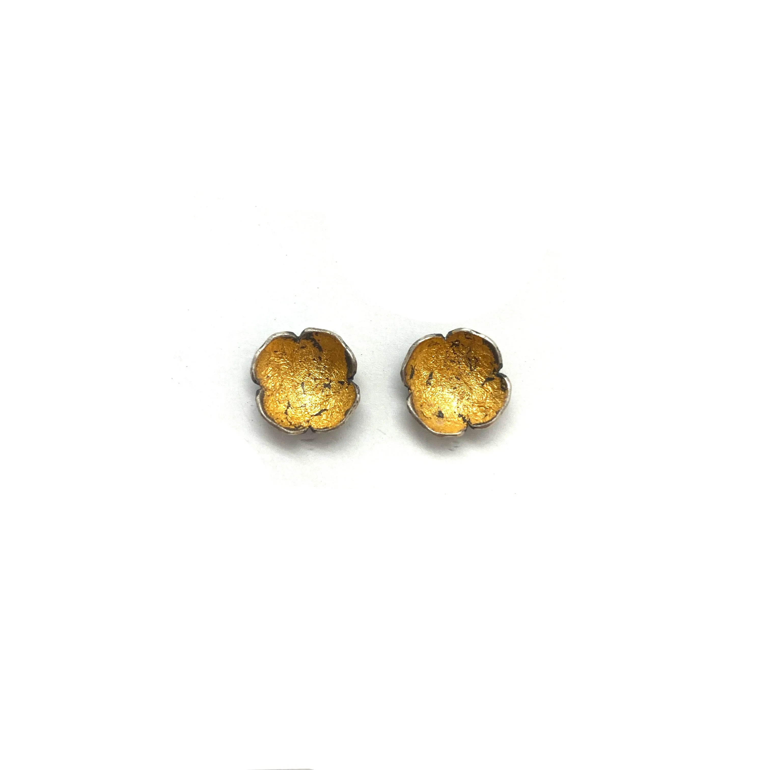 Golden Flower Studs with Blue Topaz Jackets