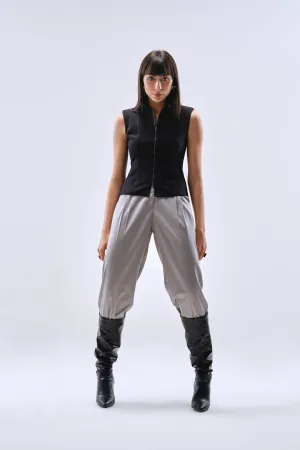 Grey Officewear Adjustable Pleated Culottes