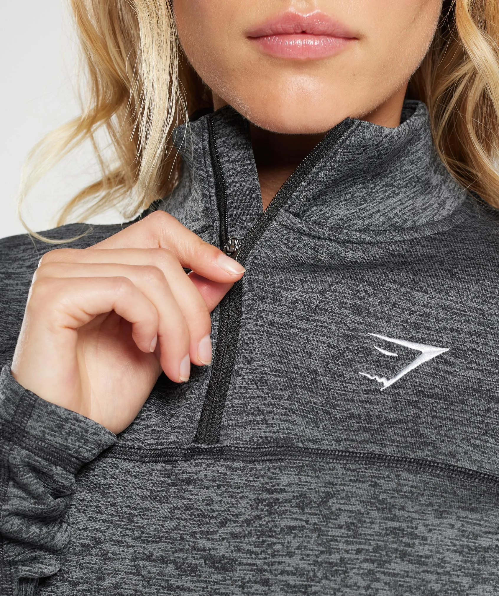 Gymshark Thermal Fleece 1/4 Zip Pullover - Black/Pitch Grey