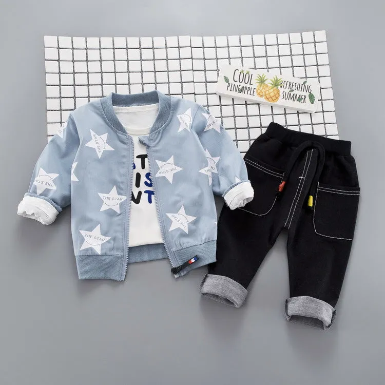 HYLKIDHHUOSE Autumn Baby Girls Boys Clothing Sets Infant Clothes Suits Star Coats T Shirt Pants Casual Kid Child Clothes Suits