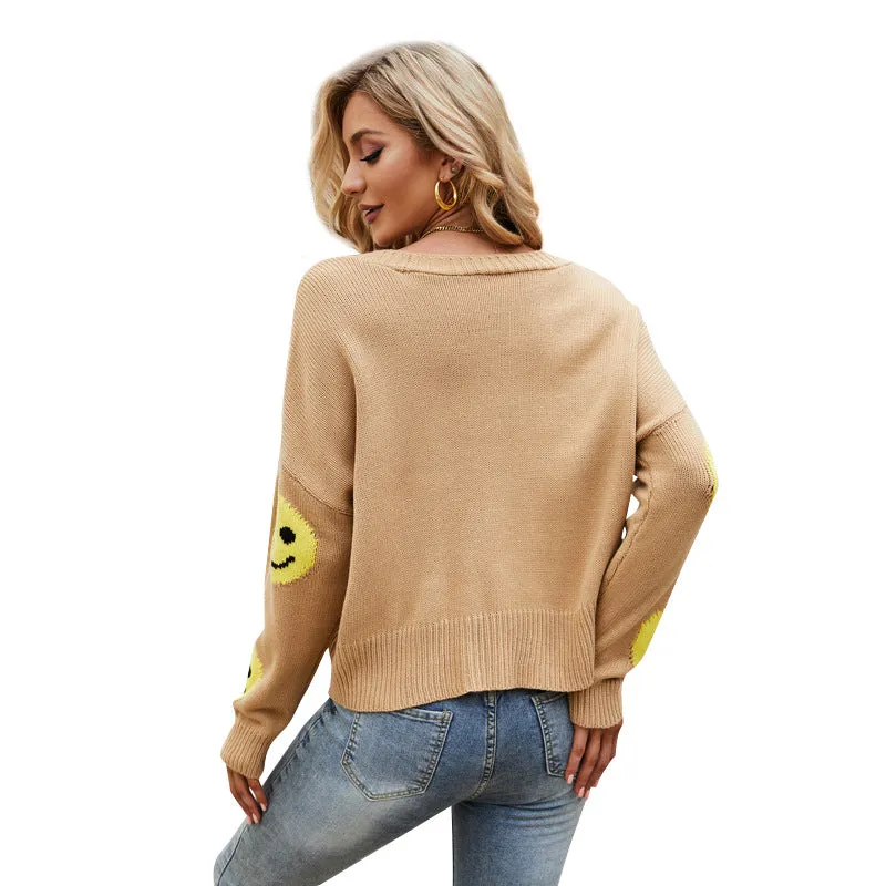 I am adorbs Smiley Sweater| Scoop Neck Sweater Top| Sweater Shirts for ladies| Womens Winter Jumpers