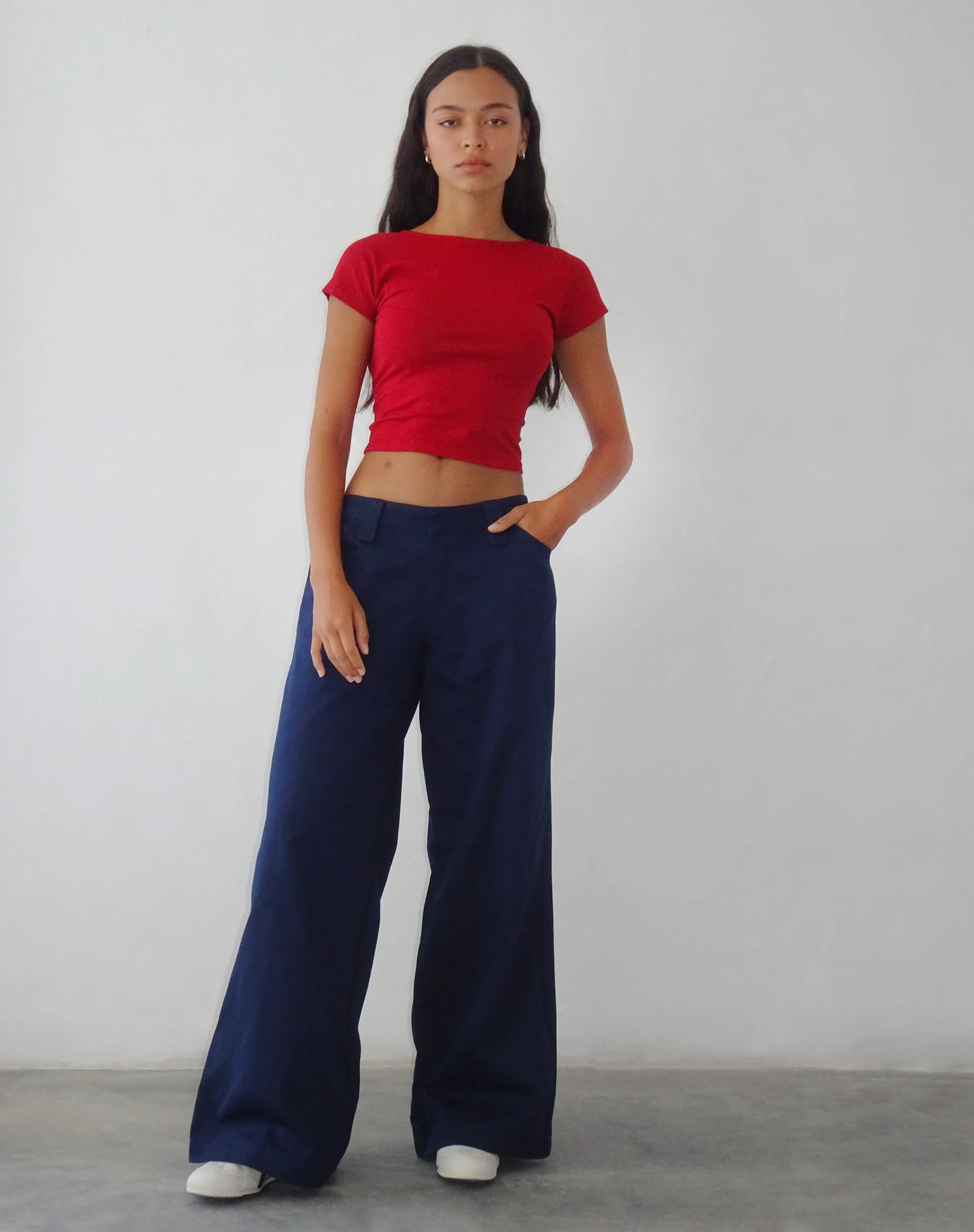 Kaomy Wide Leg Trouser in Navy