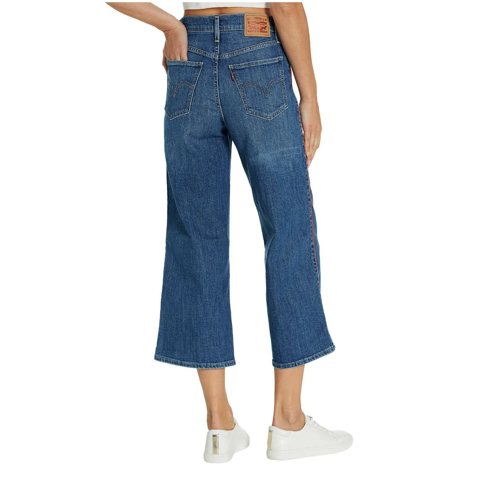 Levi's Women's Mile High Rise Wide Leg Pipe Down Cropped Jeans