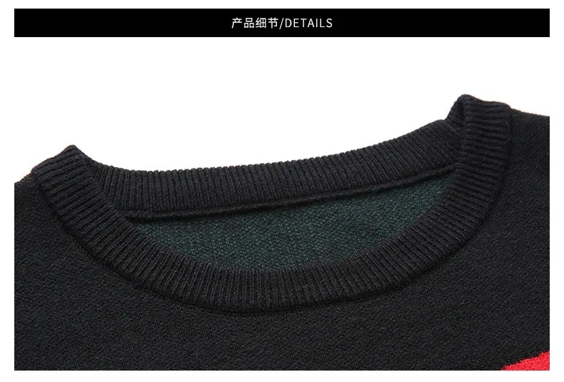 Light Luxury Men's Knitted Pullover Autumn/Winter New Letter Embroidery Long Sleeve Korean Trend Casual Fashion Warm Men Sweater