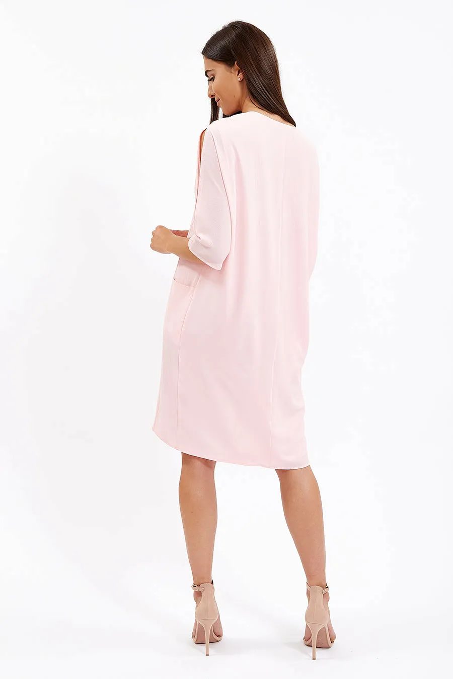 Liquorish Pink Relaxed Fit Midi Dress With Pockets