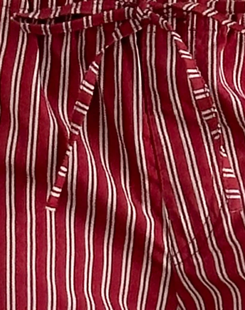 Lirura Casual Trouser in Maroon Stripe