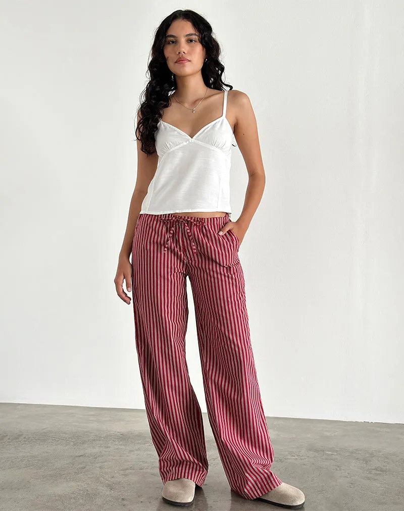 Lirura Casual Trouser in Maroon Stripe