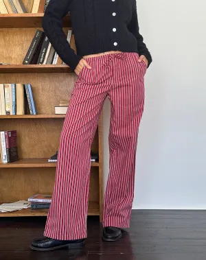 Lirura Casual Trouser in Maroon Stripe