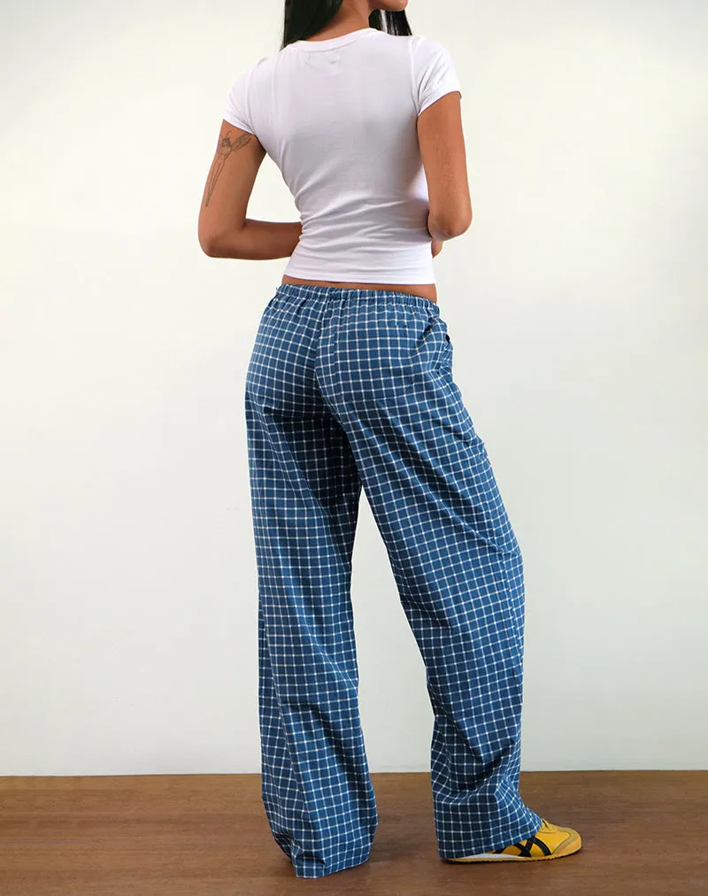 Lirura Low Rise Trouser in Navy Tartan Poplin