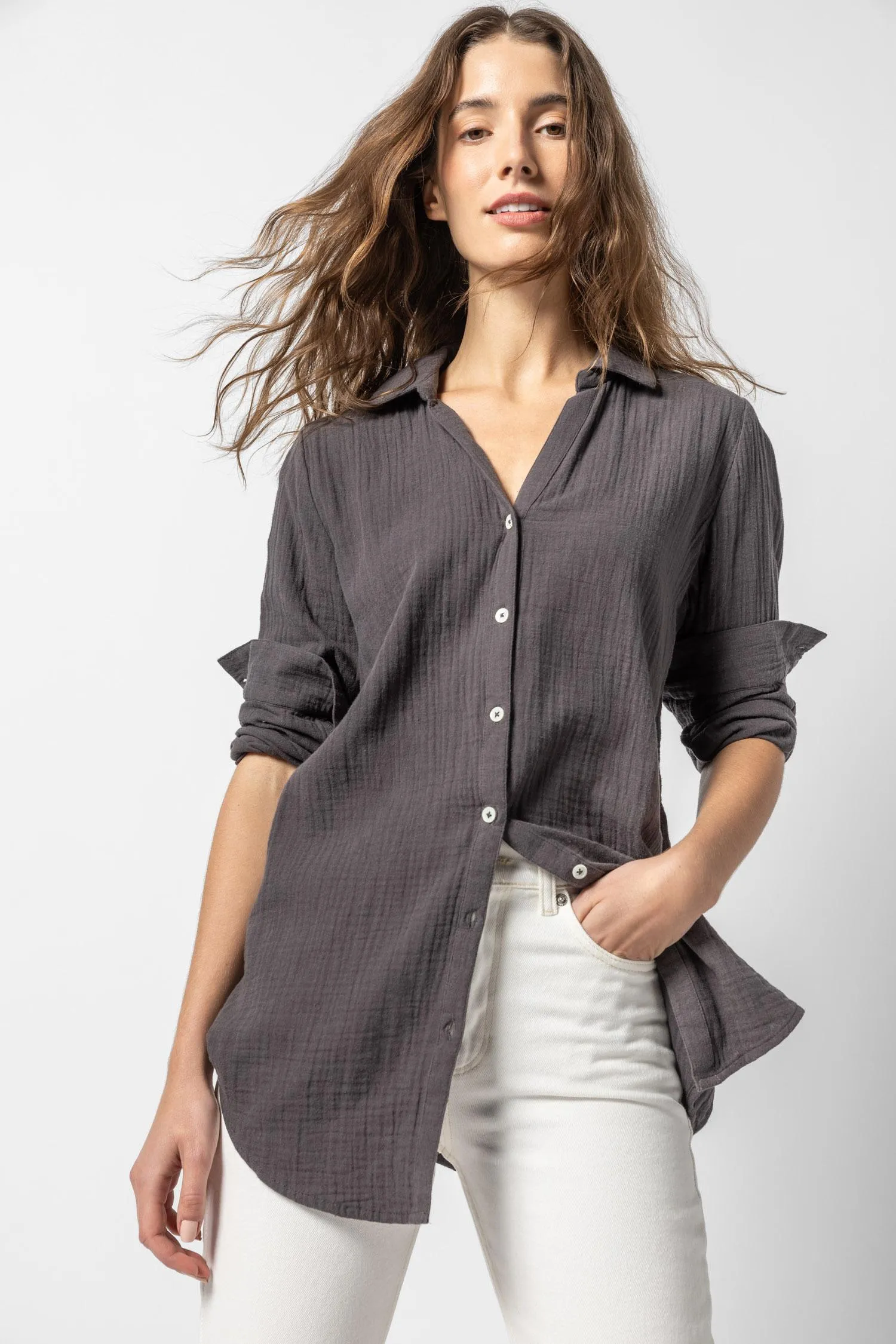 Long Sleeve Button Down Tunic