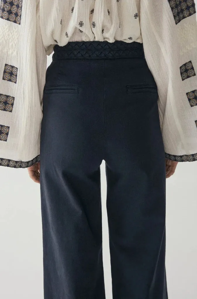 Maison Hotel Ross Pants in Dark Blue and White