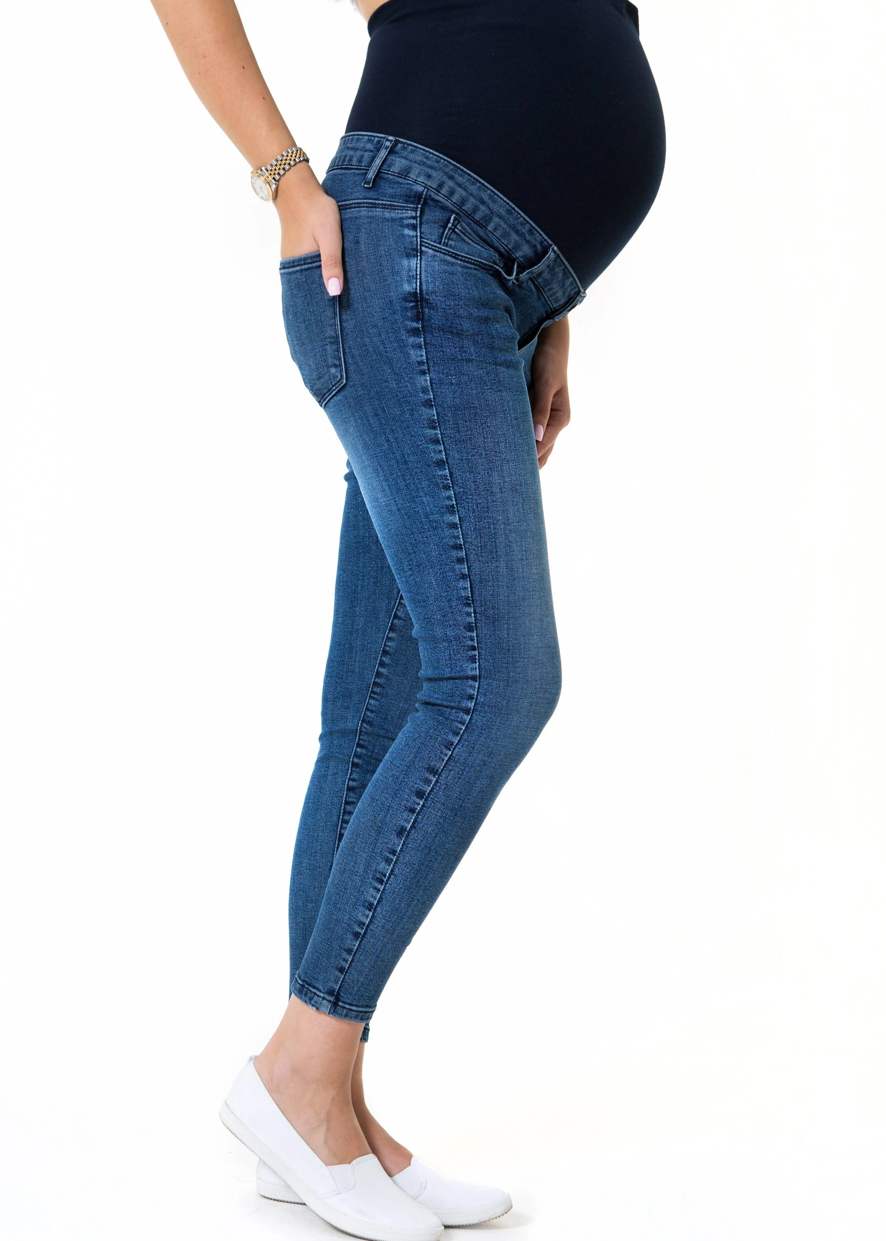 Maternity Skinny Jeans: Classic Blue