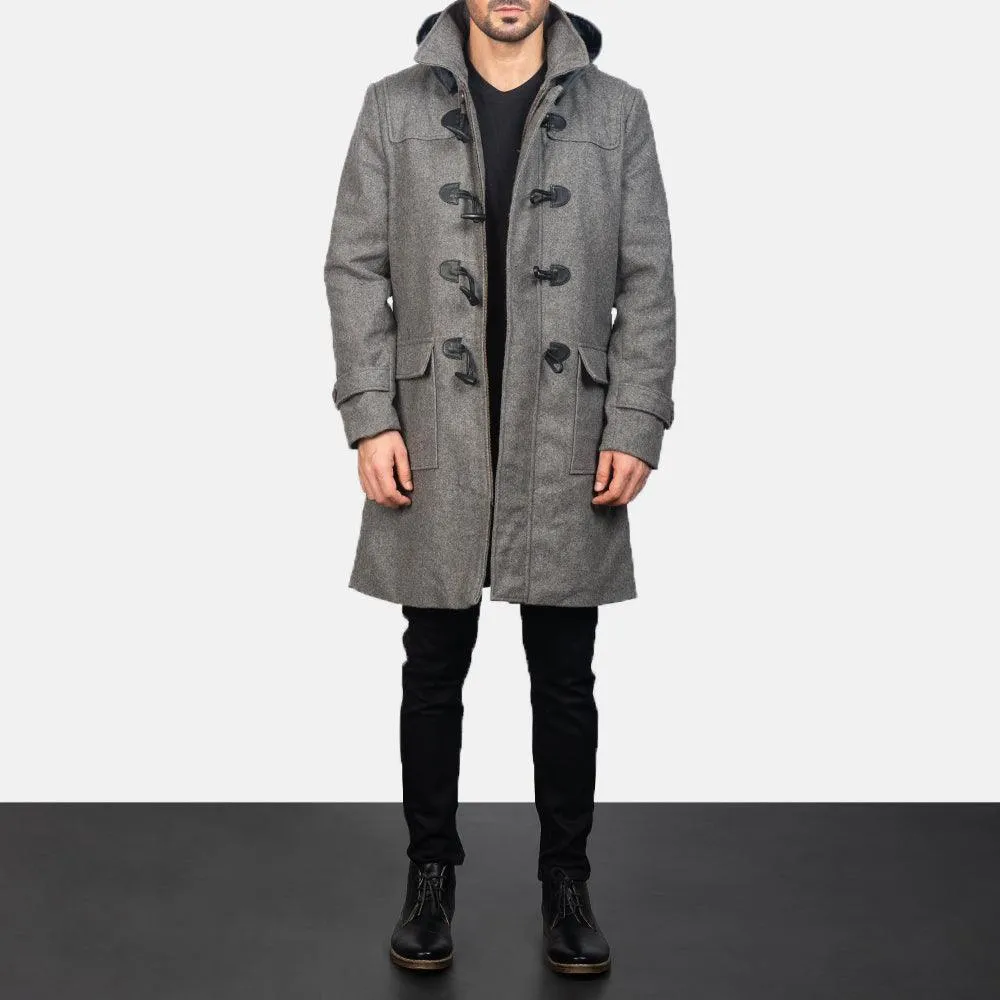 Mens Drake Grey Wool Duffle Coat