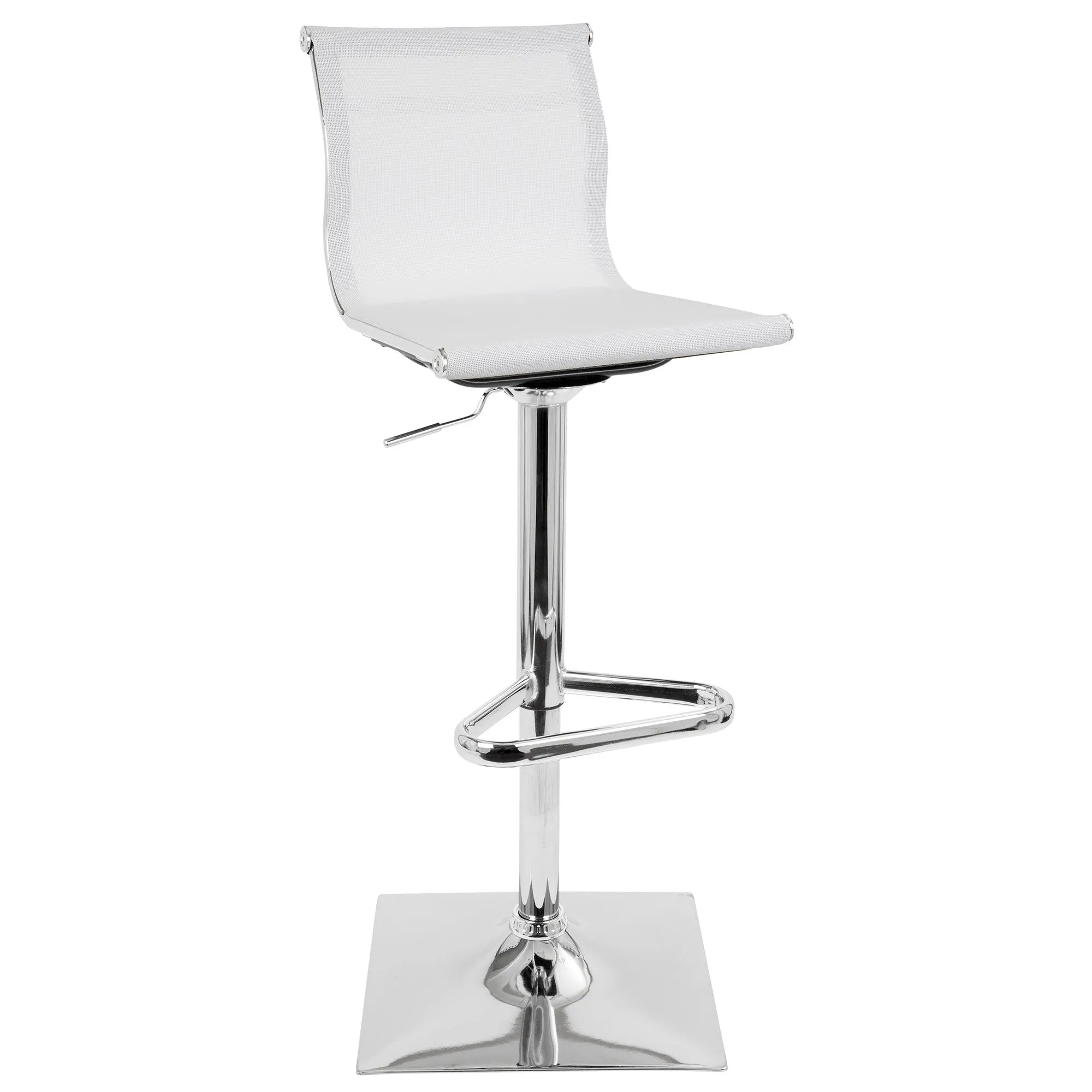 Mirage Contemporary Adjustable Barstool with Swivel in White by LumiSource