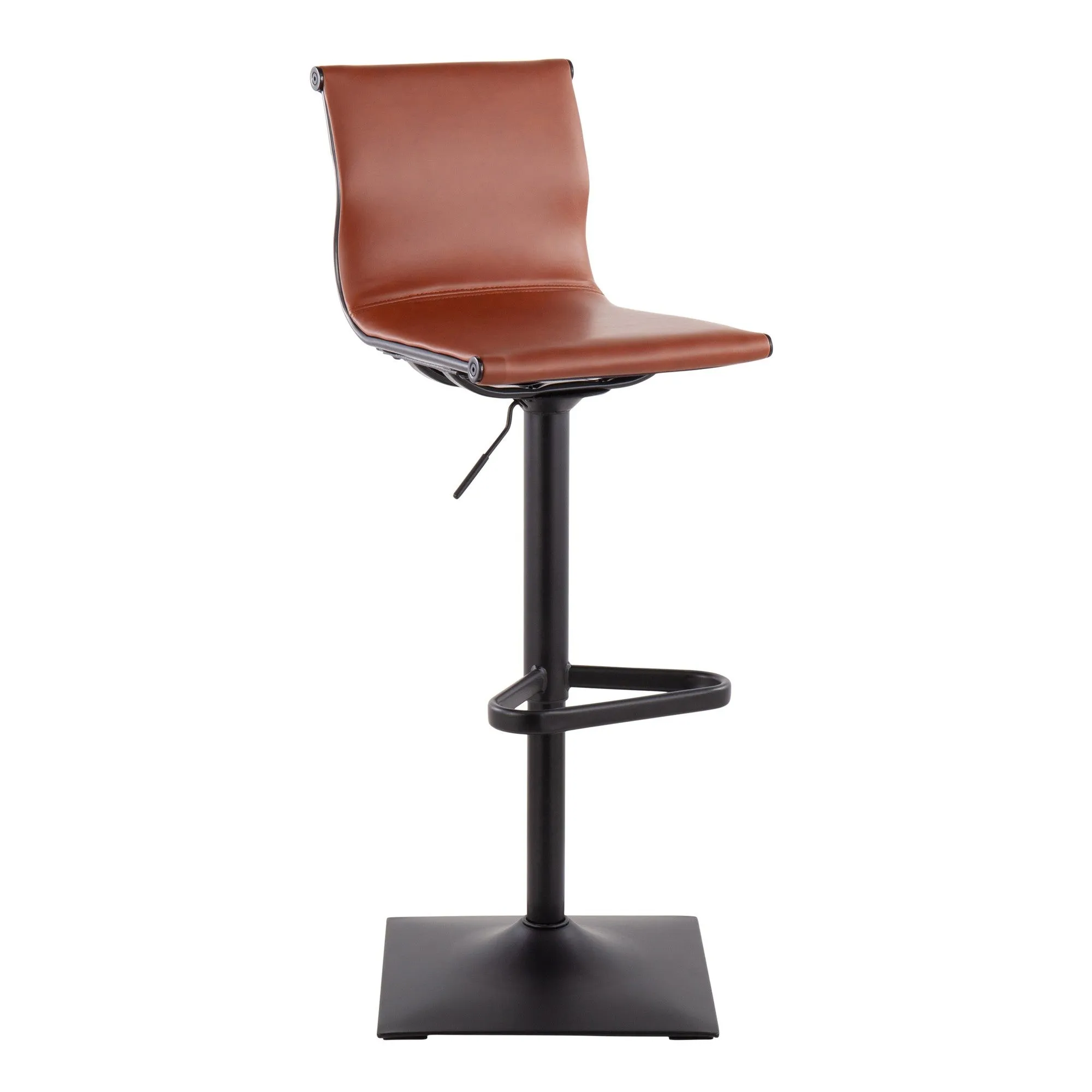 Mirage Contemporary Barstool in Black Metal and Camel Faux Leather by LumiSource