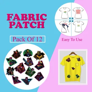 Neon Printed Iron Patches for Fabric By LazyChunks (Pack of 12)