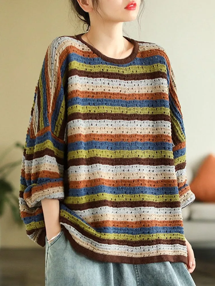 O-Neck Vintage Striped Sweater