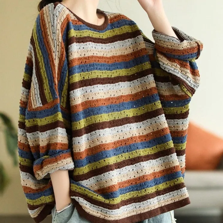 O-Neck Vintage Striped Sweater