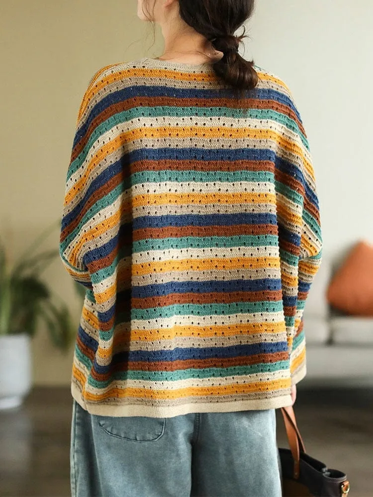 O-Neck Vintage Striped Sweater