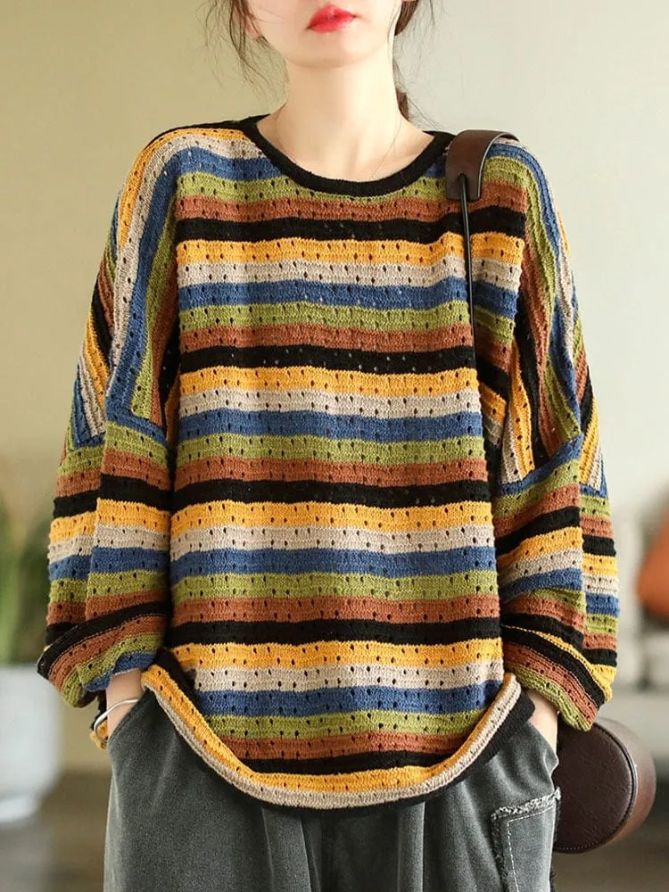 O-Neck Vintage Striped Sweater