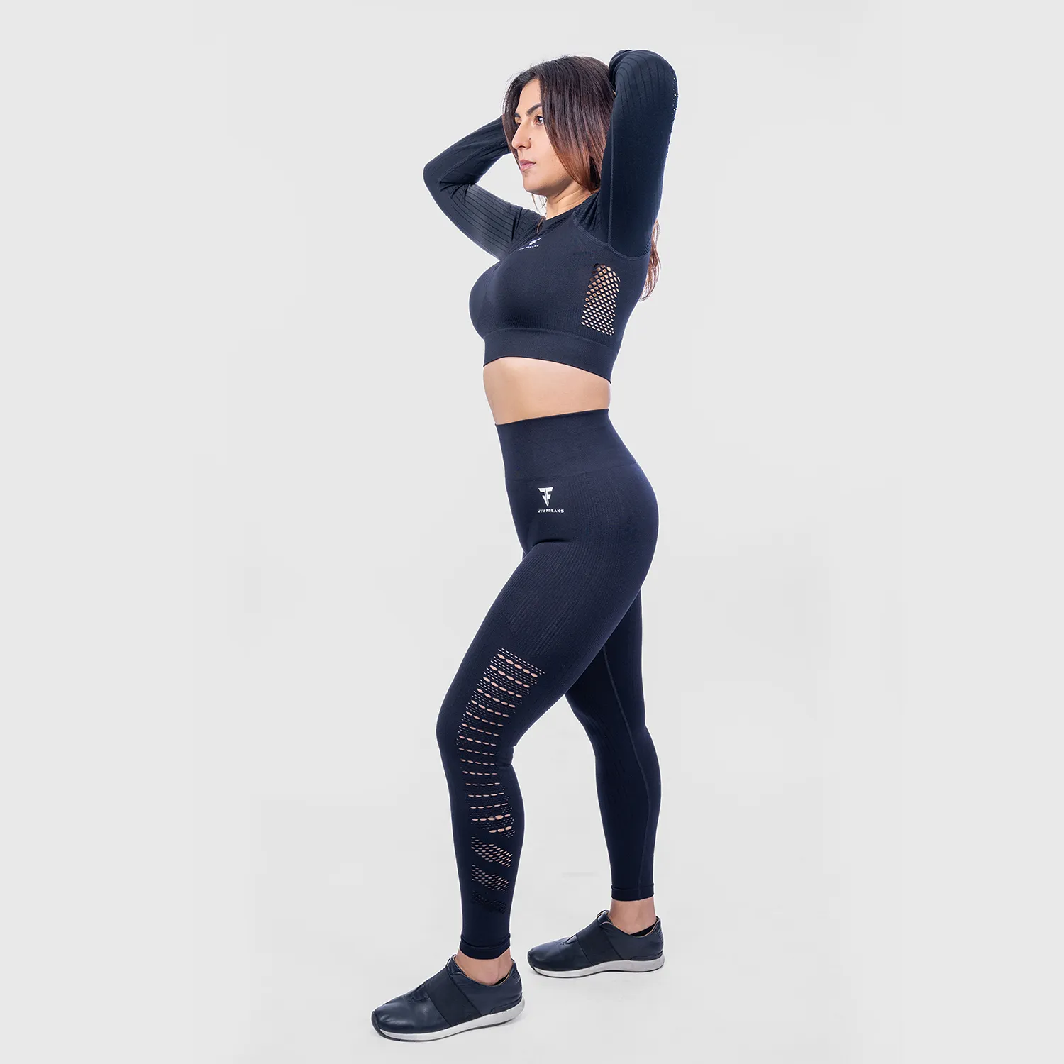 Power Packed Mesh Leggings & Top Raven Black