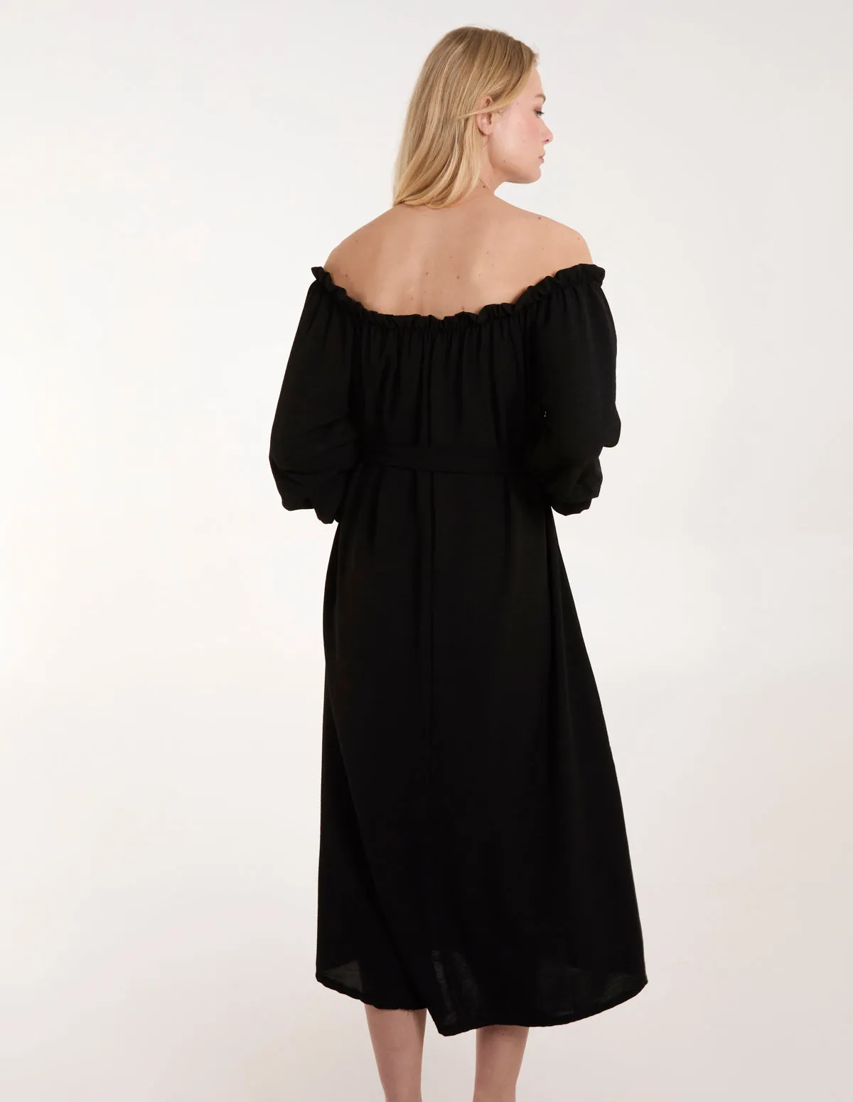 Puff Sleeve Bardot Dress