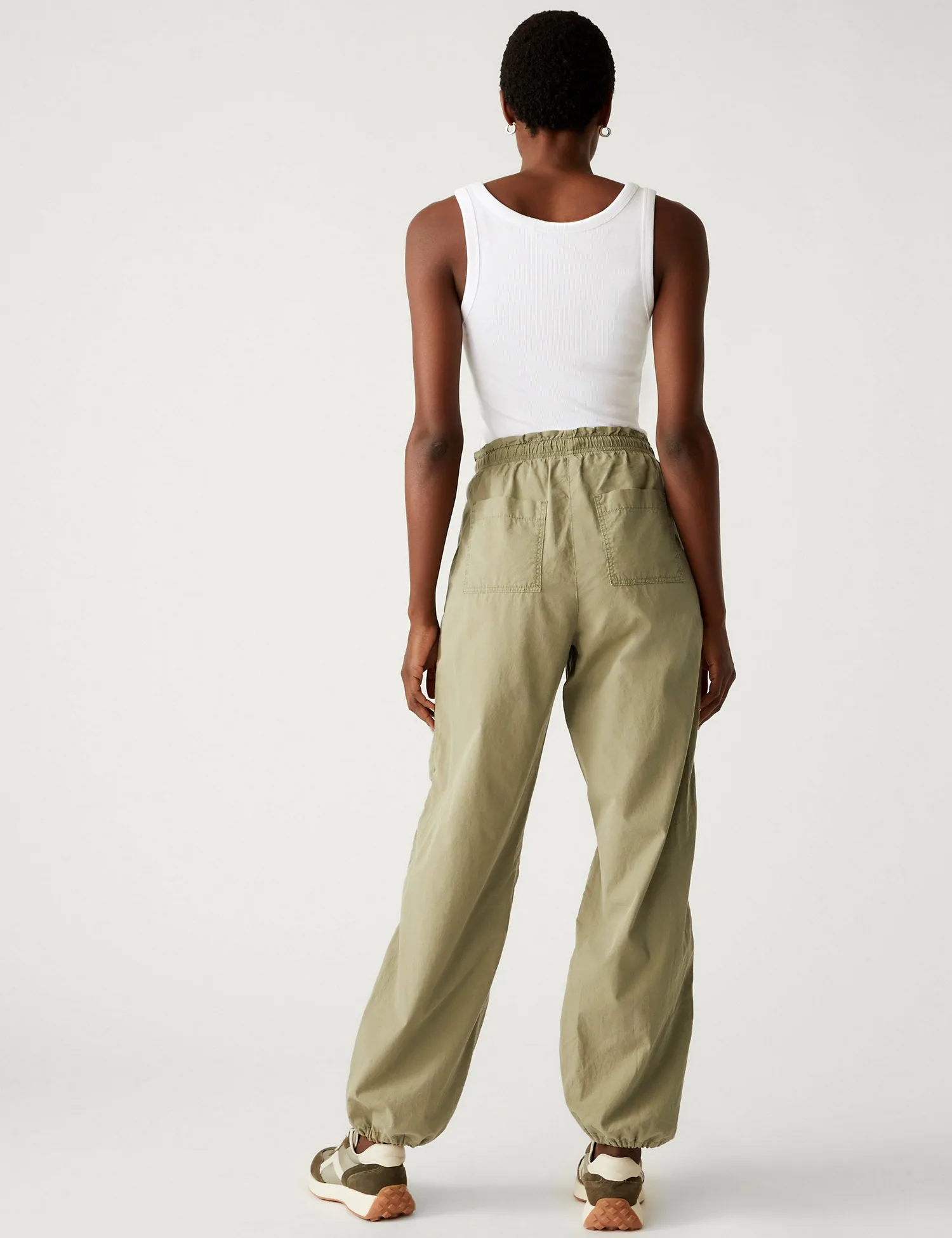 Pure Cotton Cuffed Parachute Trousers