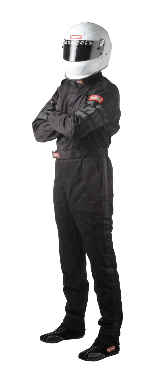 RaceQuip One Piece Single Layer Fire Suit - Black - Medium - 110003